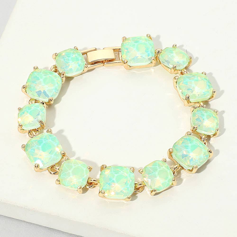 Cushion Square Stone Link Evening Bracelet: PWT