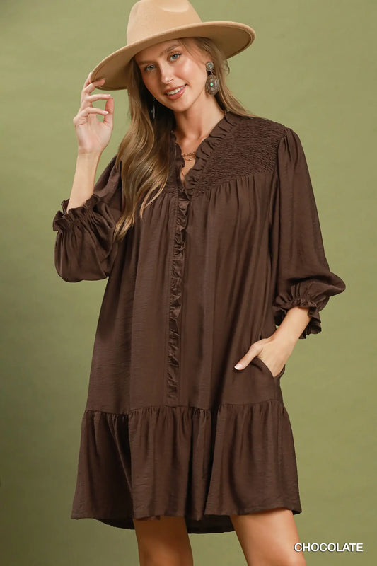 Chocolate Ruffle Tiered Dress