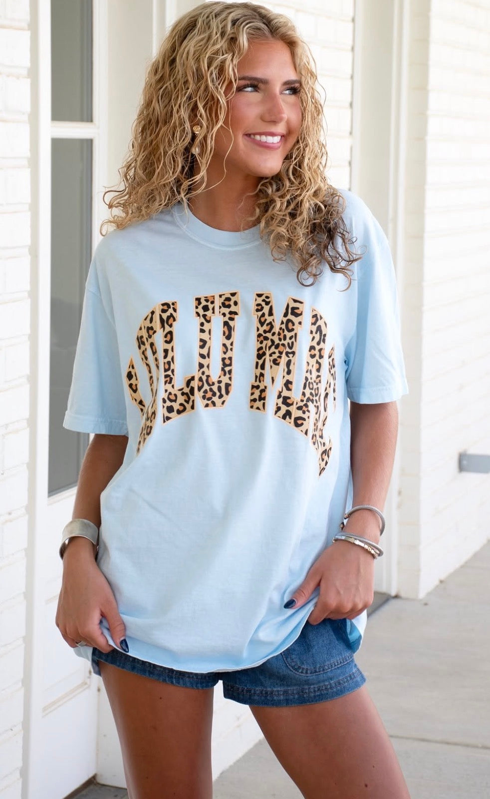 LM-Light Blue Leopard Tee