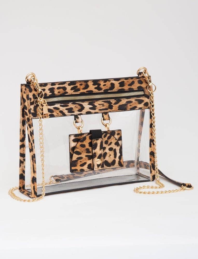 Clear Gameday Crossbody Bag With Sunglasses Holder: Black