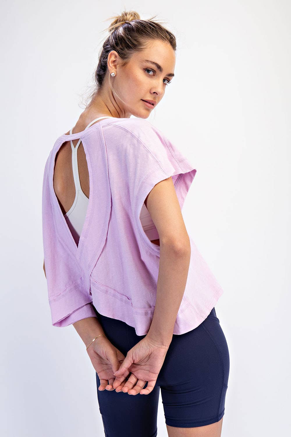 COTTON SLUB OPEN BACK TOP: Kelly Green