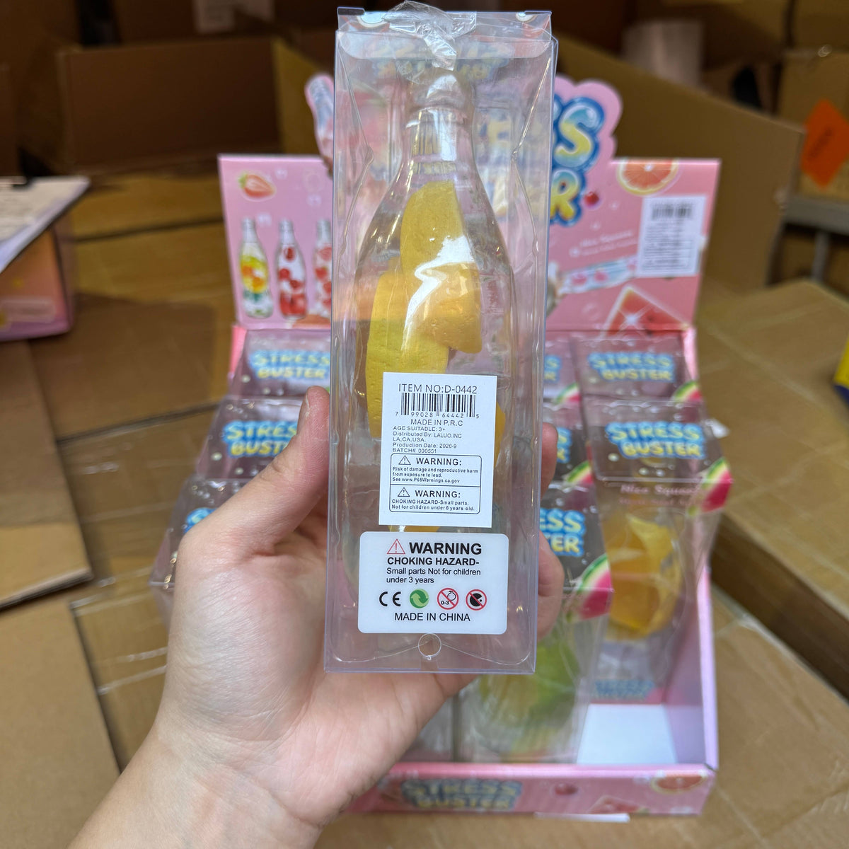 Coconut Oil Clear Soda Bottle w/Fruit Squishy
