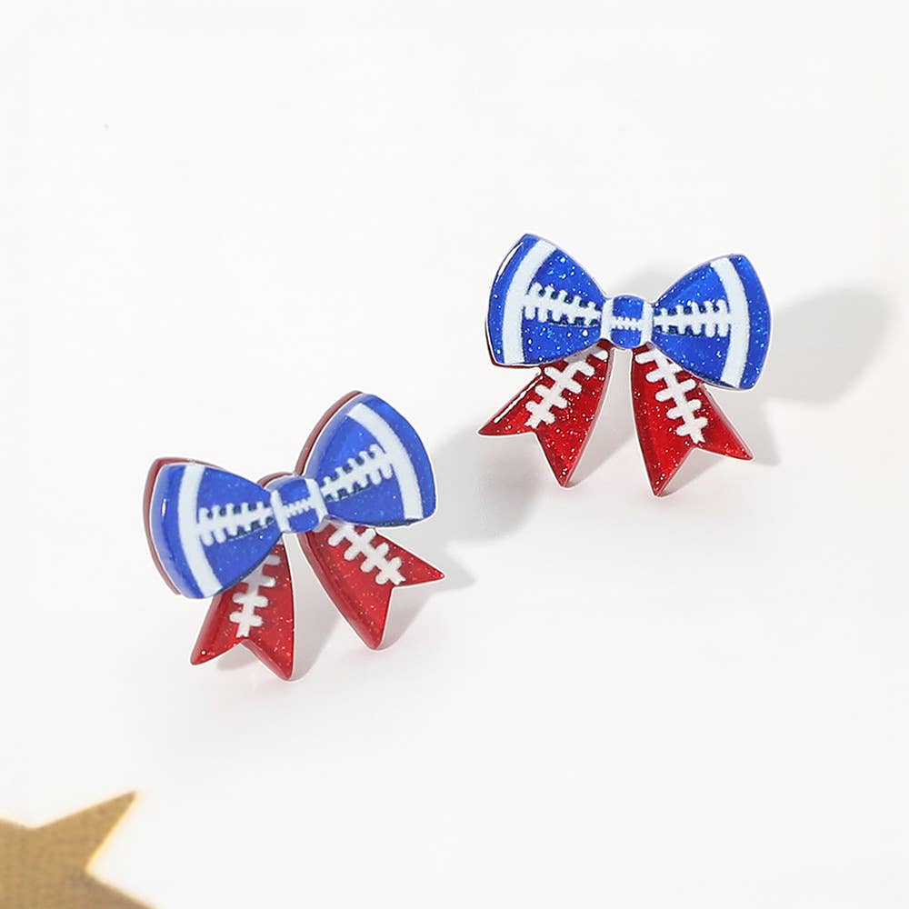 Game Day Football Bow Stud Earrings: Orange