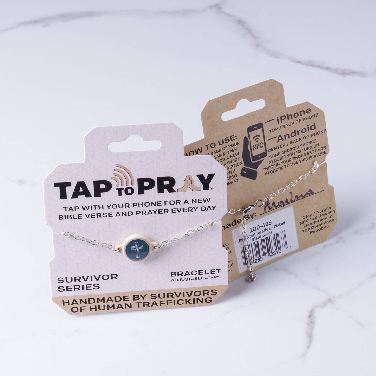 Tap To Pray® Survivor Series Chain Bracelet: 14K Gold-Plated + Vanilla Cross