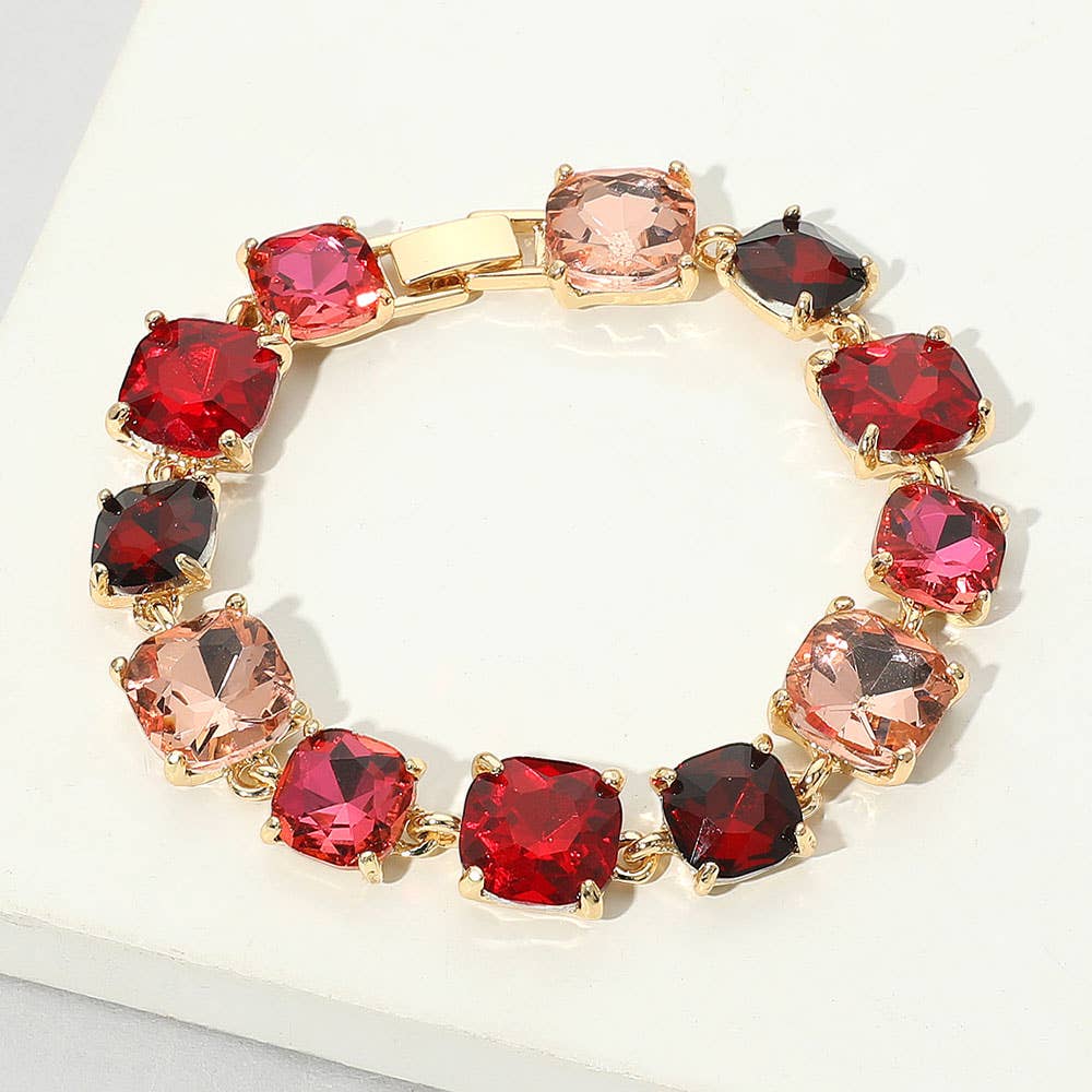 Cushion Square Stone Link Evening Bracelet: PWT