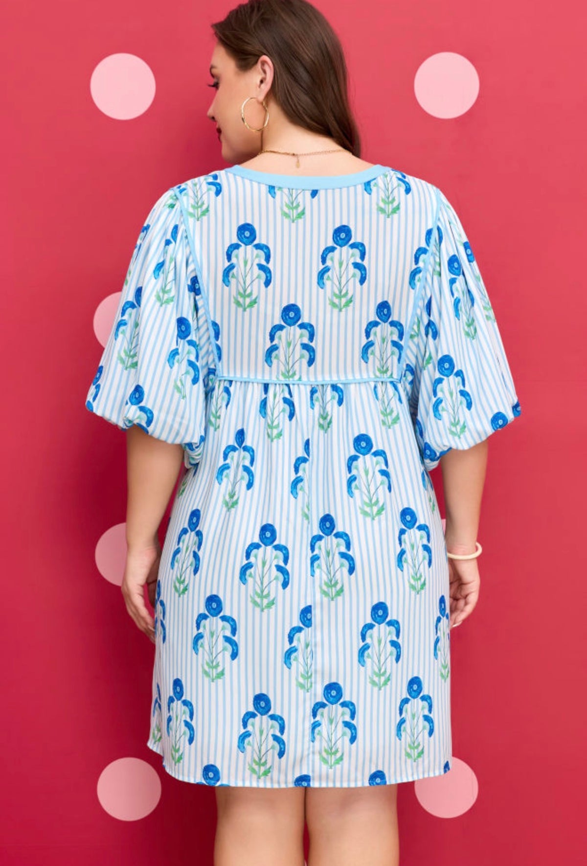 Blue Floral Striped Dress