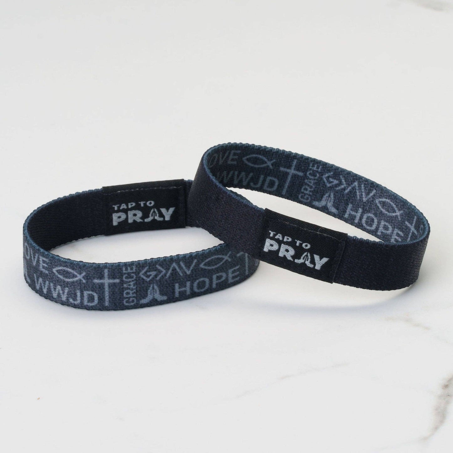Tap To Pray® Wristband – Symbols of Faith - Grey: Large