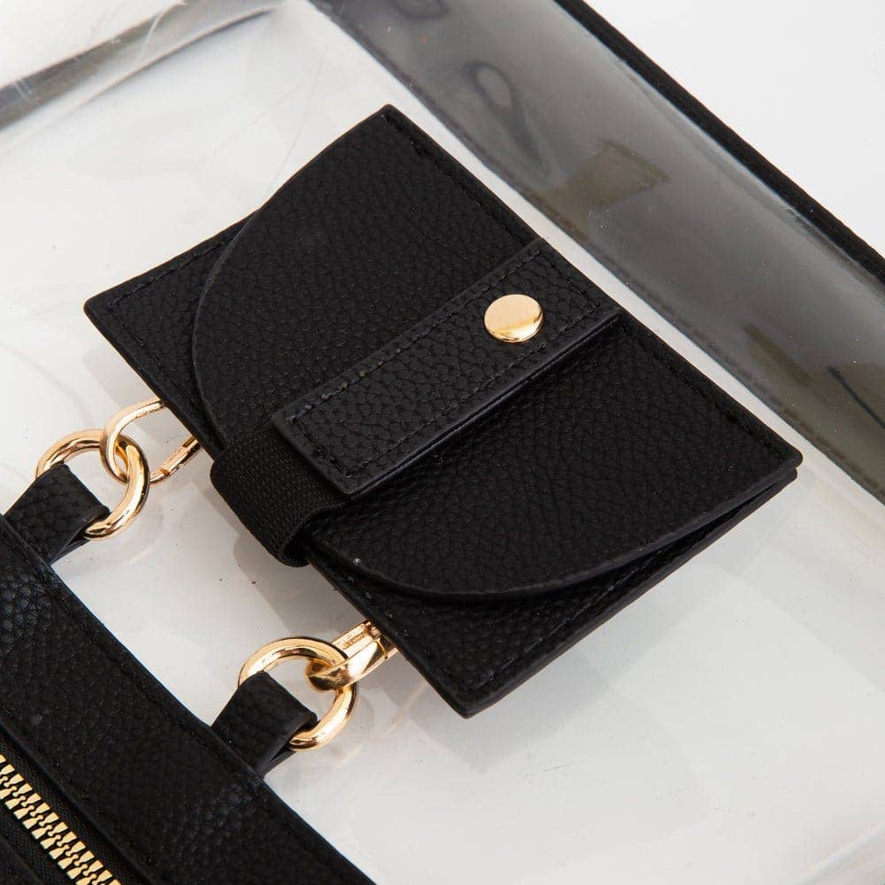 Clear Gameday Crossbody Bag With Sunglasses Holder: Black