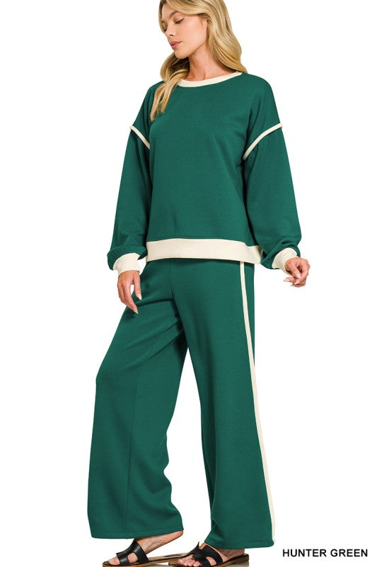 Scuba Sweatshirt & Pants Set-Hunter Green