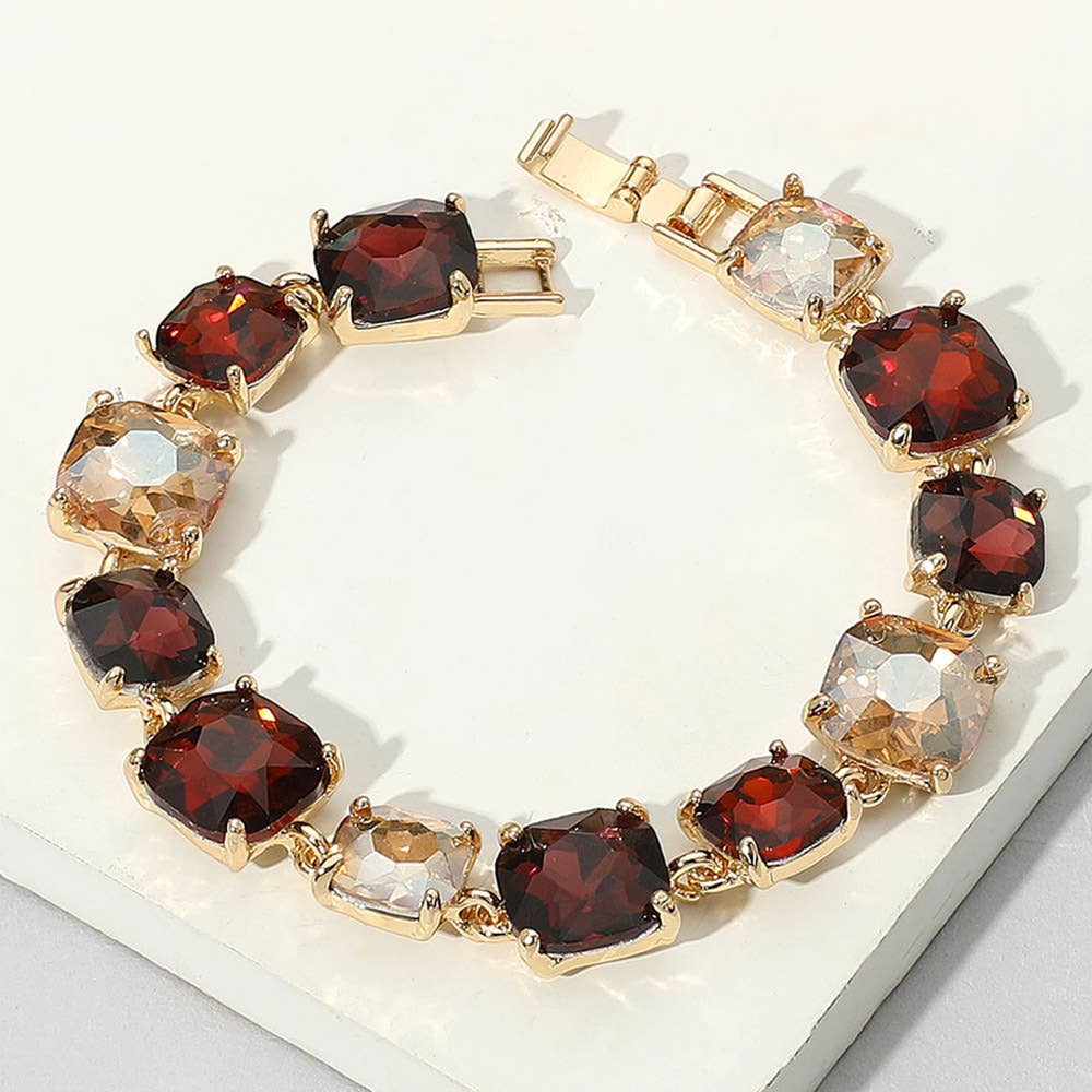 Cushion Square Stone Link Evening Bracelet: PWT