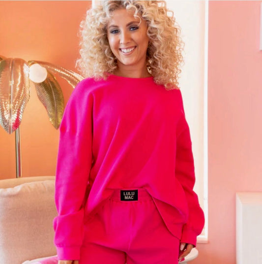 LM-WAFFLE LONG SLEEVE TOP-HOT PINK
