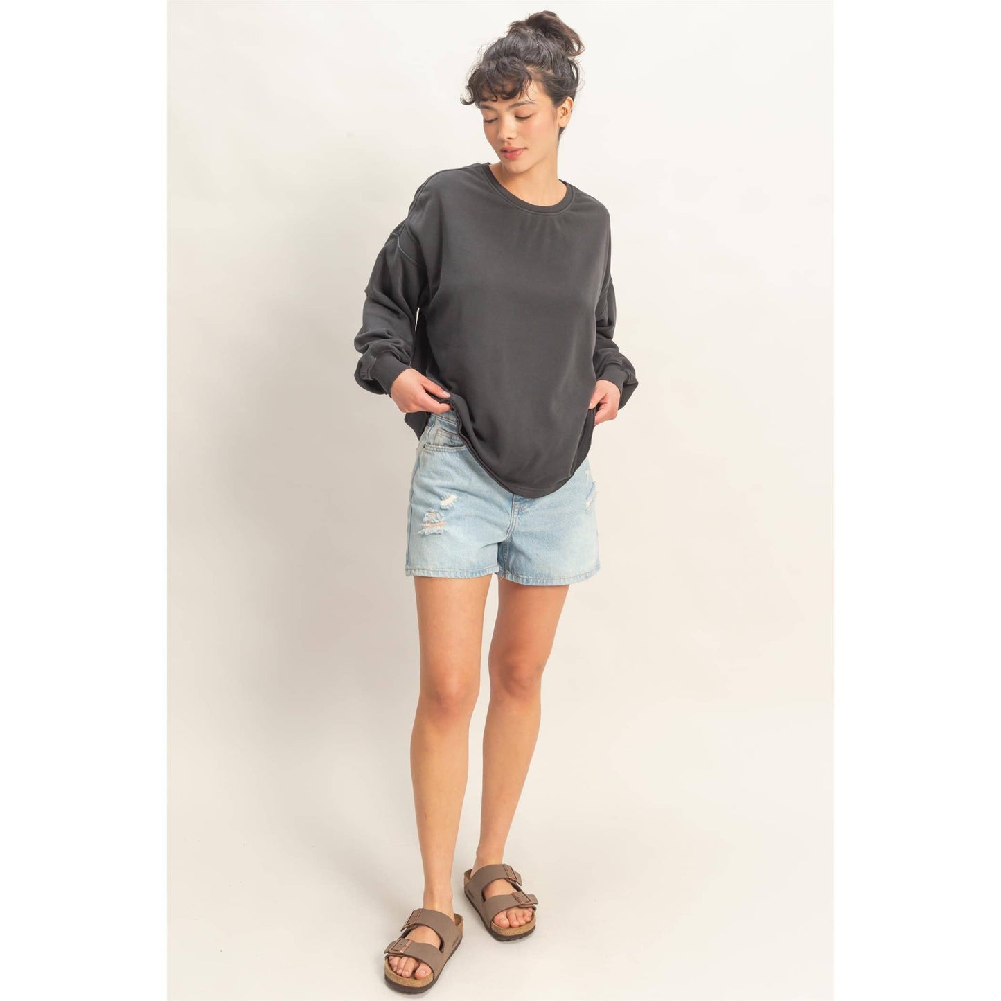 Oversized Cross Detail Open Back Sweatshirt: TURQUOISE