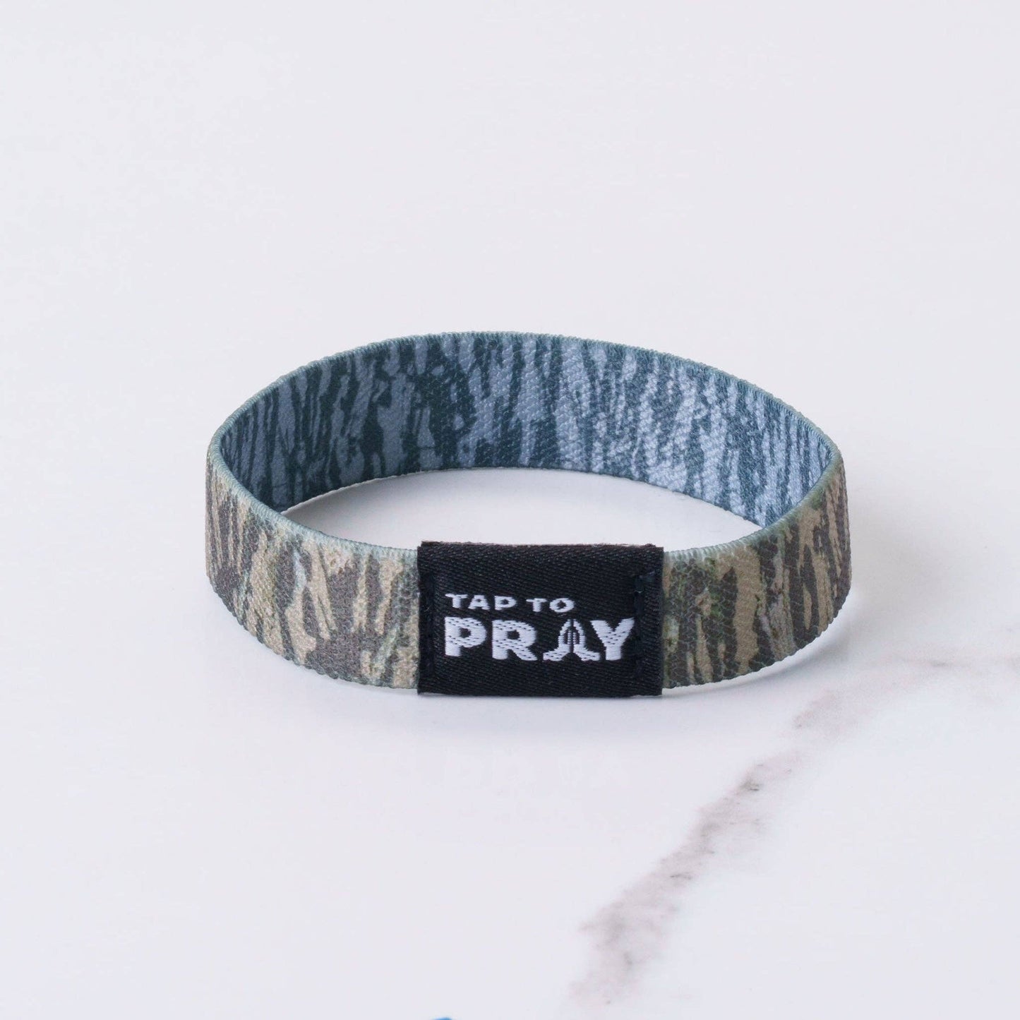 Tap To Pray® Wristband – Tree Bark Camo Brown & Grey: Medium