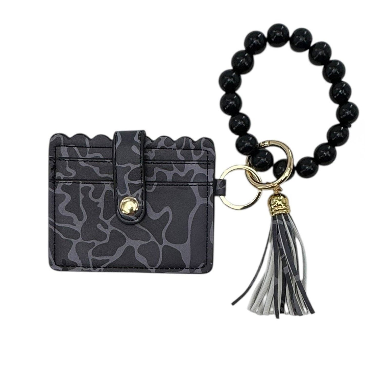 LM-Beaded Wristlet ID Wallet Black Camo