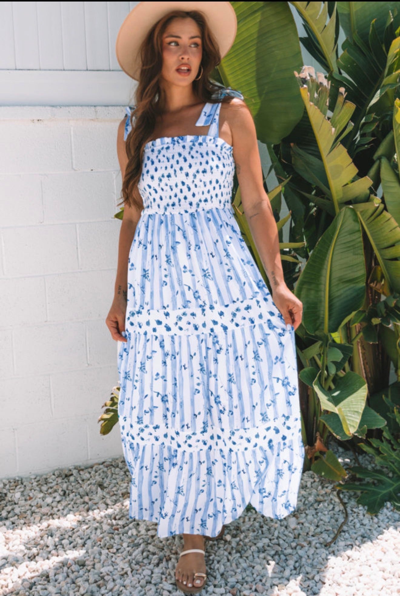 Sky Blue Floral Tie Dress