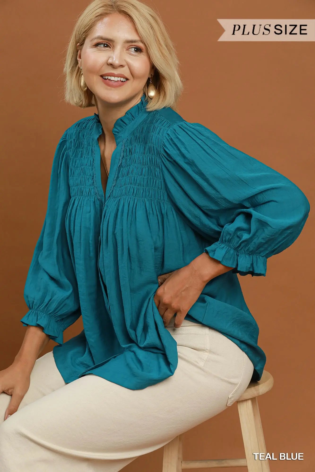 Teal Blue Detail Top