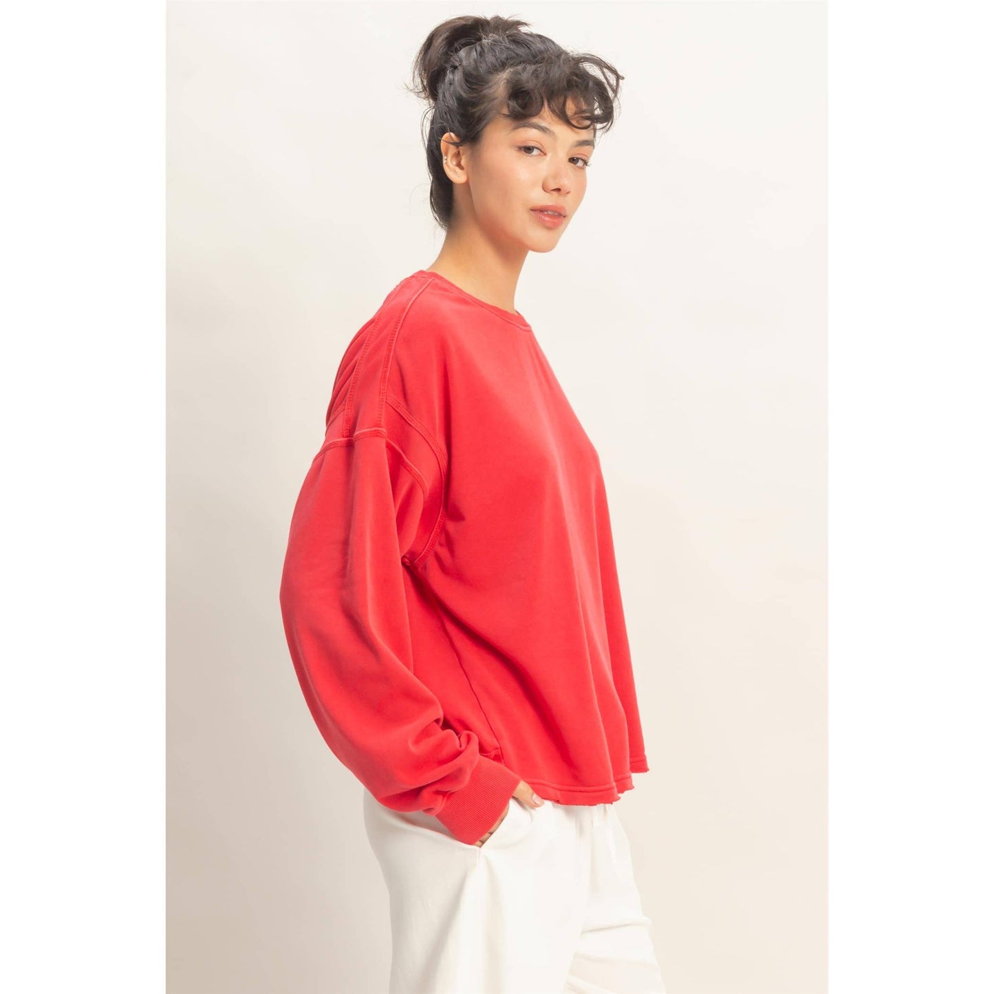 Oversized Cross Detail Open Back Sweatshirt: TURQUOISE