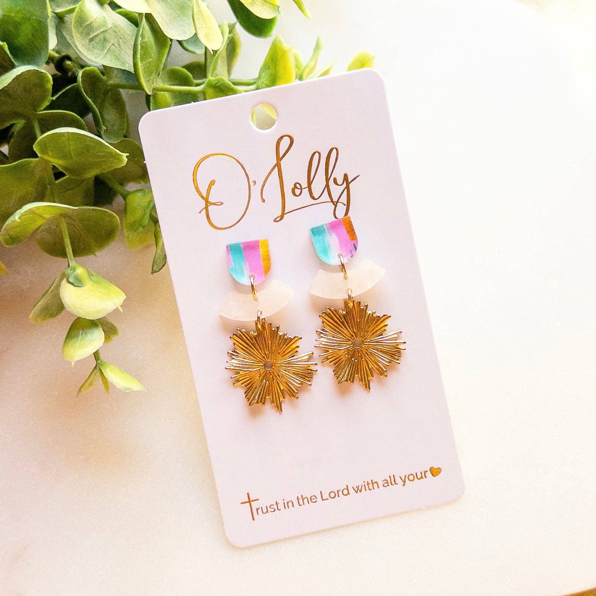 Color Acrylic Gold Burst Drop Earrings “Sabrina”