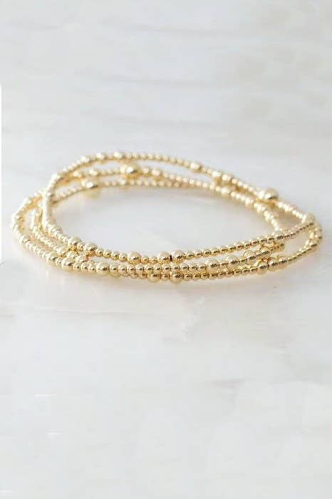 MULTI LAYER GOLD BALL CHAIN BEADED BRACELET | GOLD