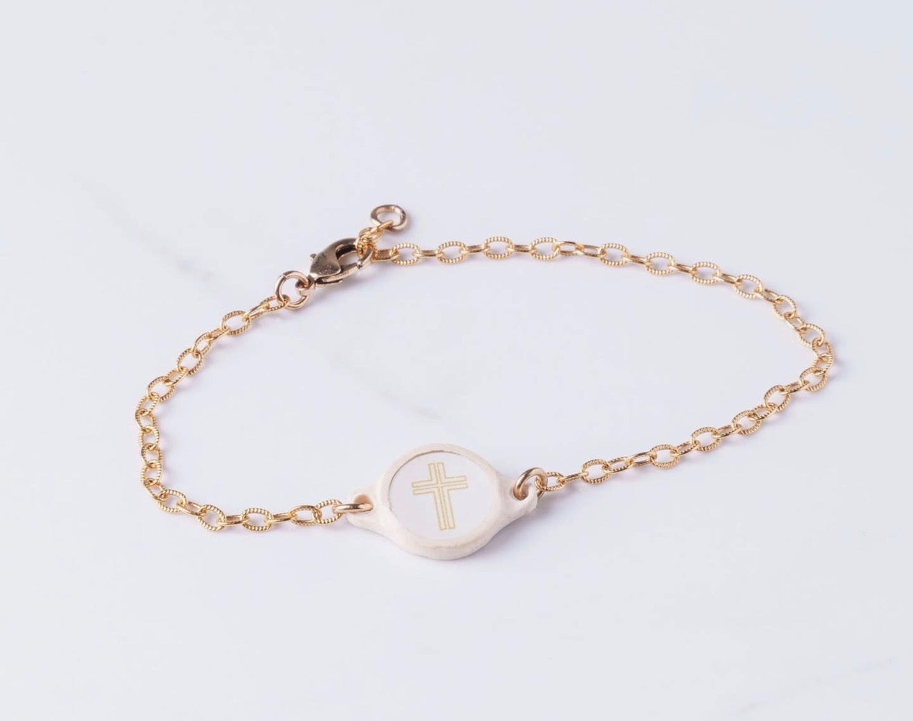 Tap To Pray® Survivor Series Chain Bracelet - 14K Gold-Plated + Vanilla Cross