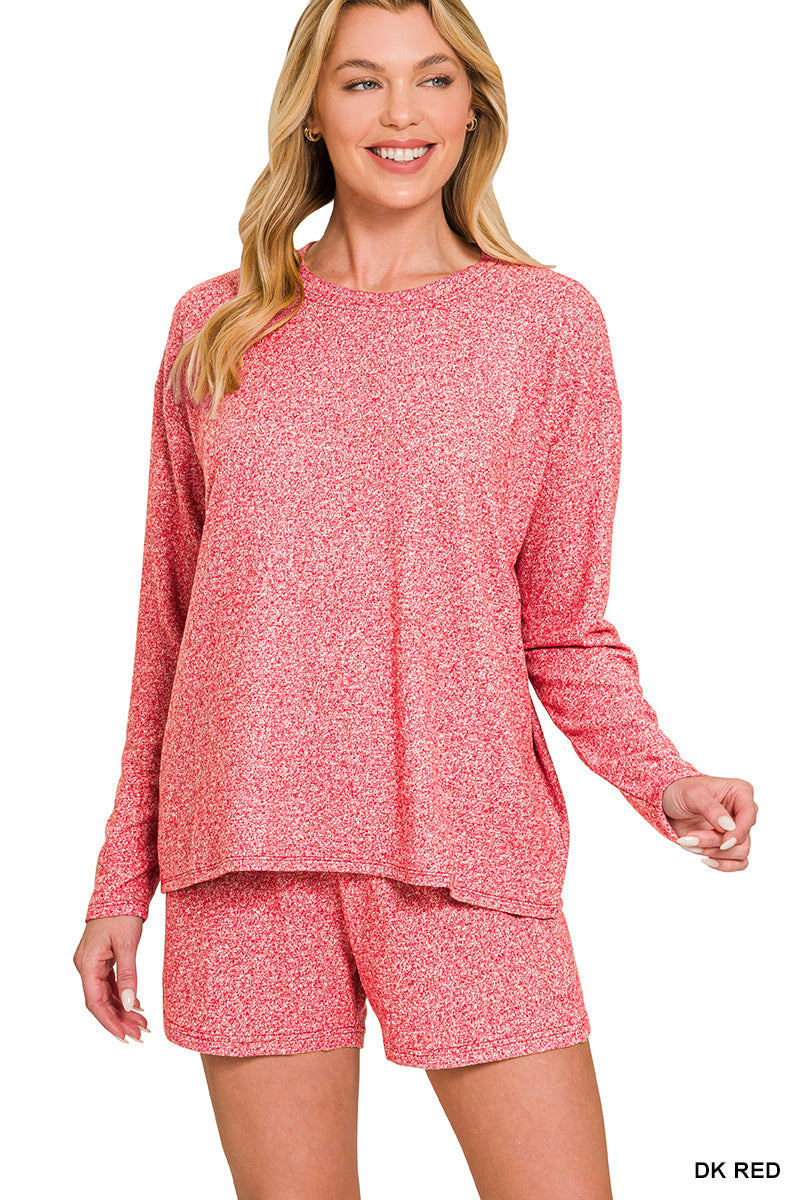 Soft Long Sleeve & Shorts Set - Red