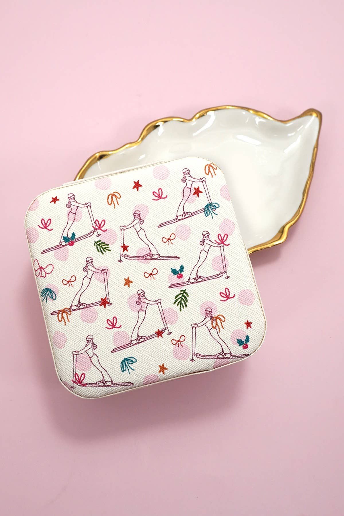 DESIGNED JEWELRY ORGANIZER TRAVEL BOX CASE |BOW FUCHSIA