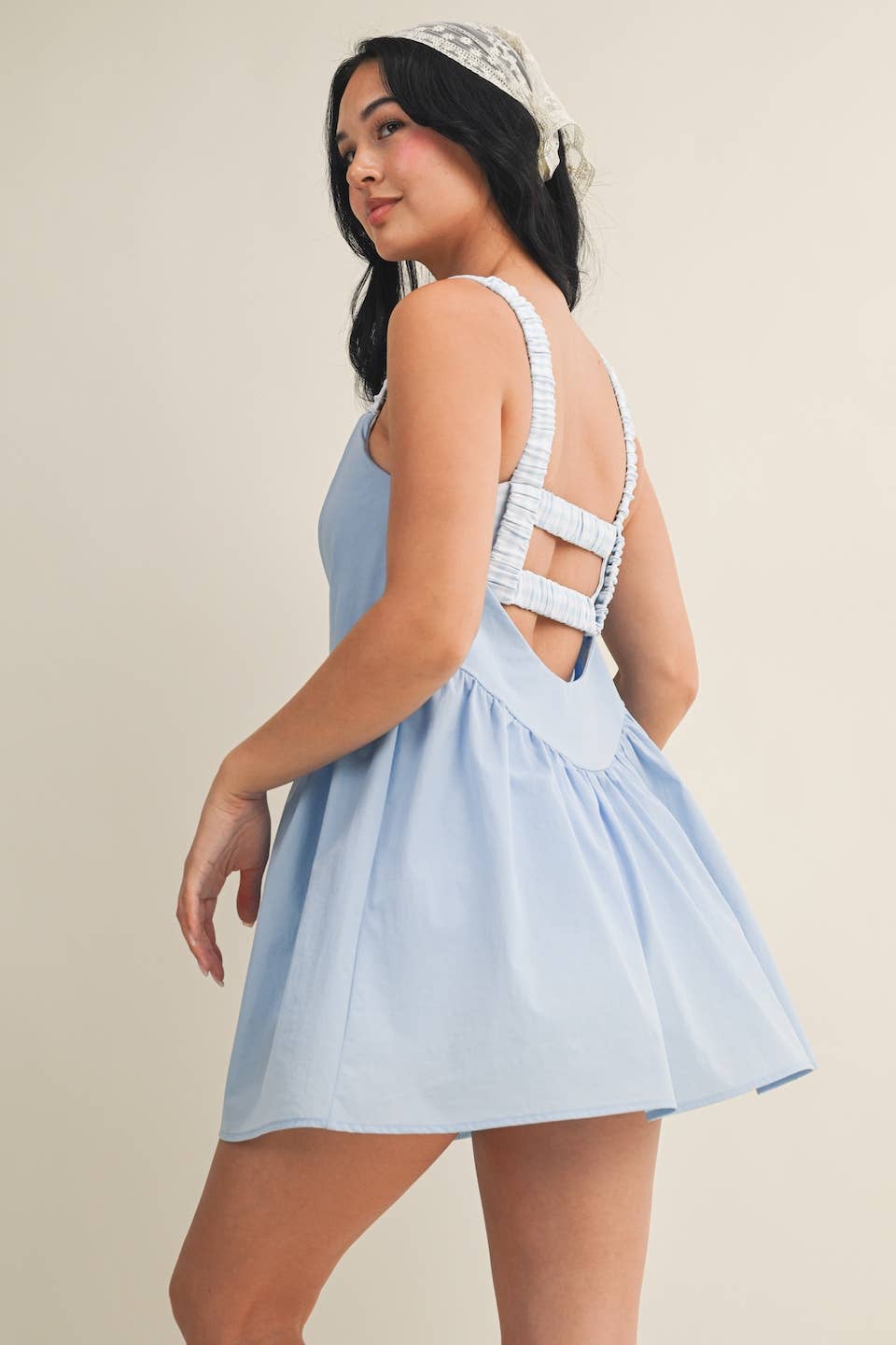 Gingham Print Double Layered Play Dress: Lemon