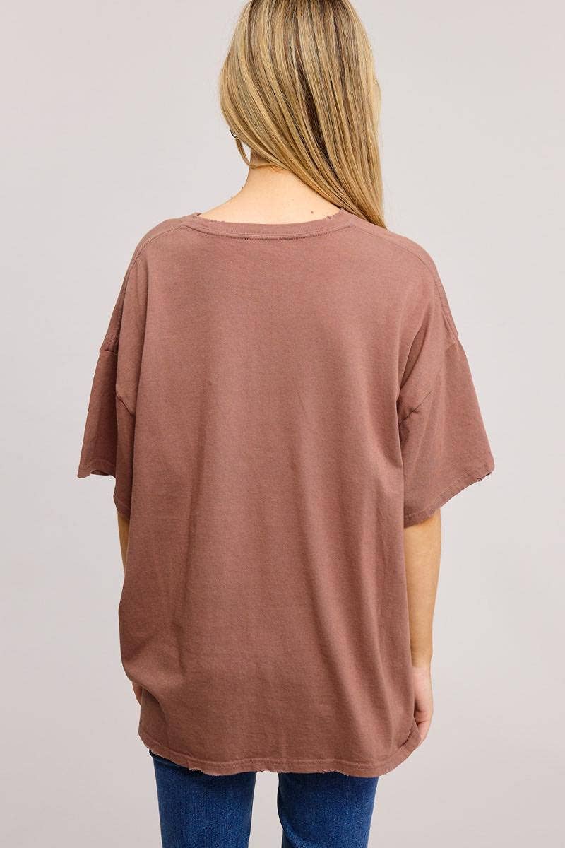 Vintage Leopard Star Graphic S/S Oversized Seamless Tee: PEACH