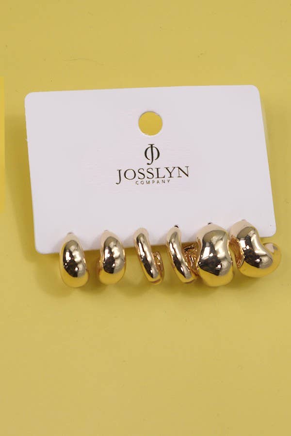 BUBBLY MINI HUGGIE HOOP TRIO EARRINGS | GOLD