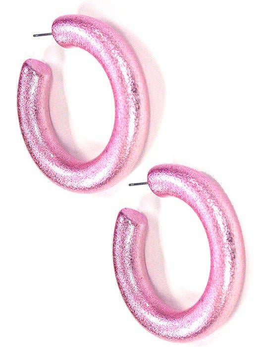 Dory C Shape Hoop Earrings: Pink