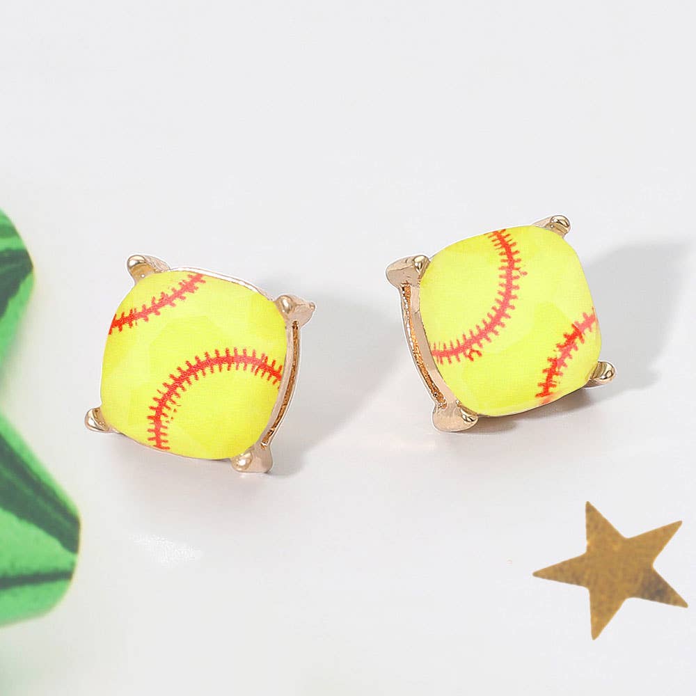 Sports Soccer Baseball Golf Football Square Stud Earring
: Golf