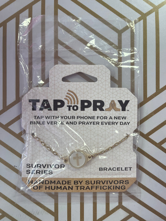 Tap To Pray® Survivor Series Chain Bracelet - 14K Gold-Plated + Vanilla Cross