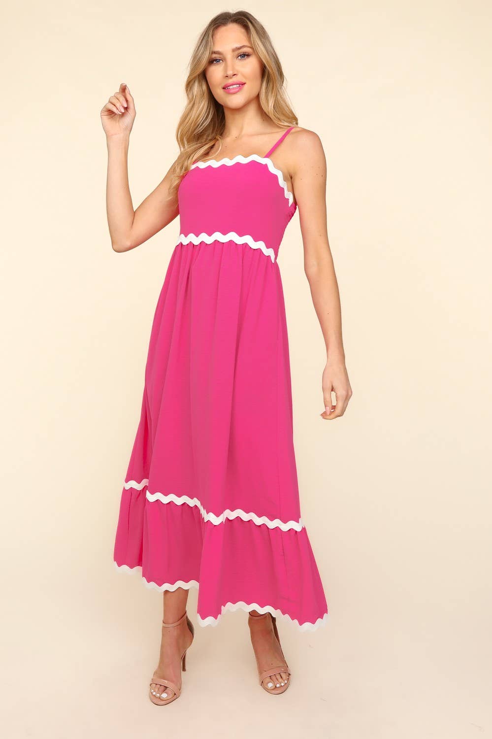 Square Neck Strap Adjust Fit and Flare Maxi :Light Blue