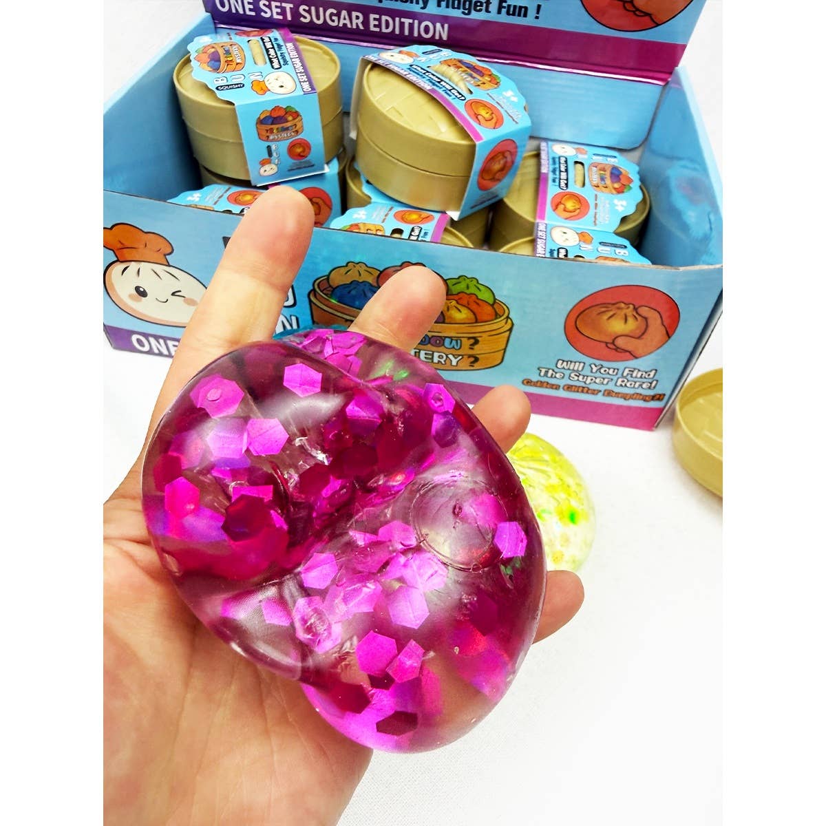 Mystery Sugar Glittered Dumpling Squishy with Steamer