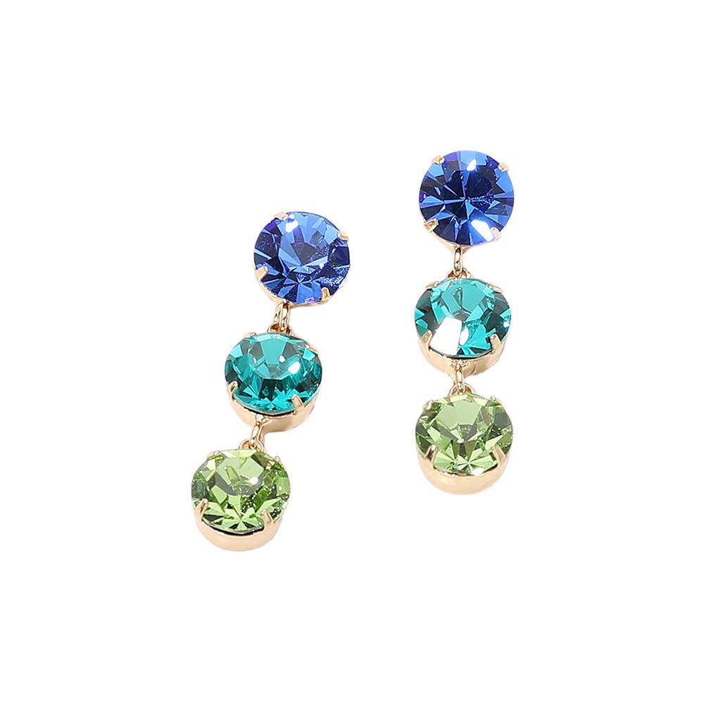 Gold Dipped Triple Swarovski Crystal Link Drop Earrings: Gold,Lt Col Topaz