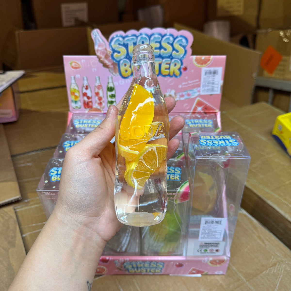 Coconut Oil Clear Soda Bottle w/Fruit Squishy