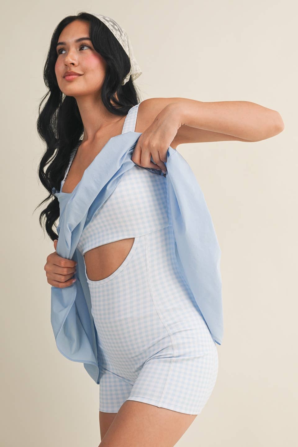 Gingham Print Double Layered Play Dress: Lemon
