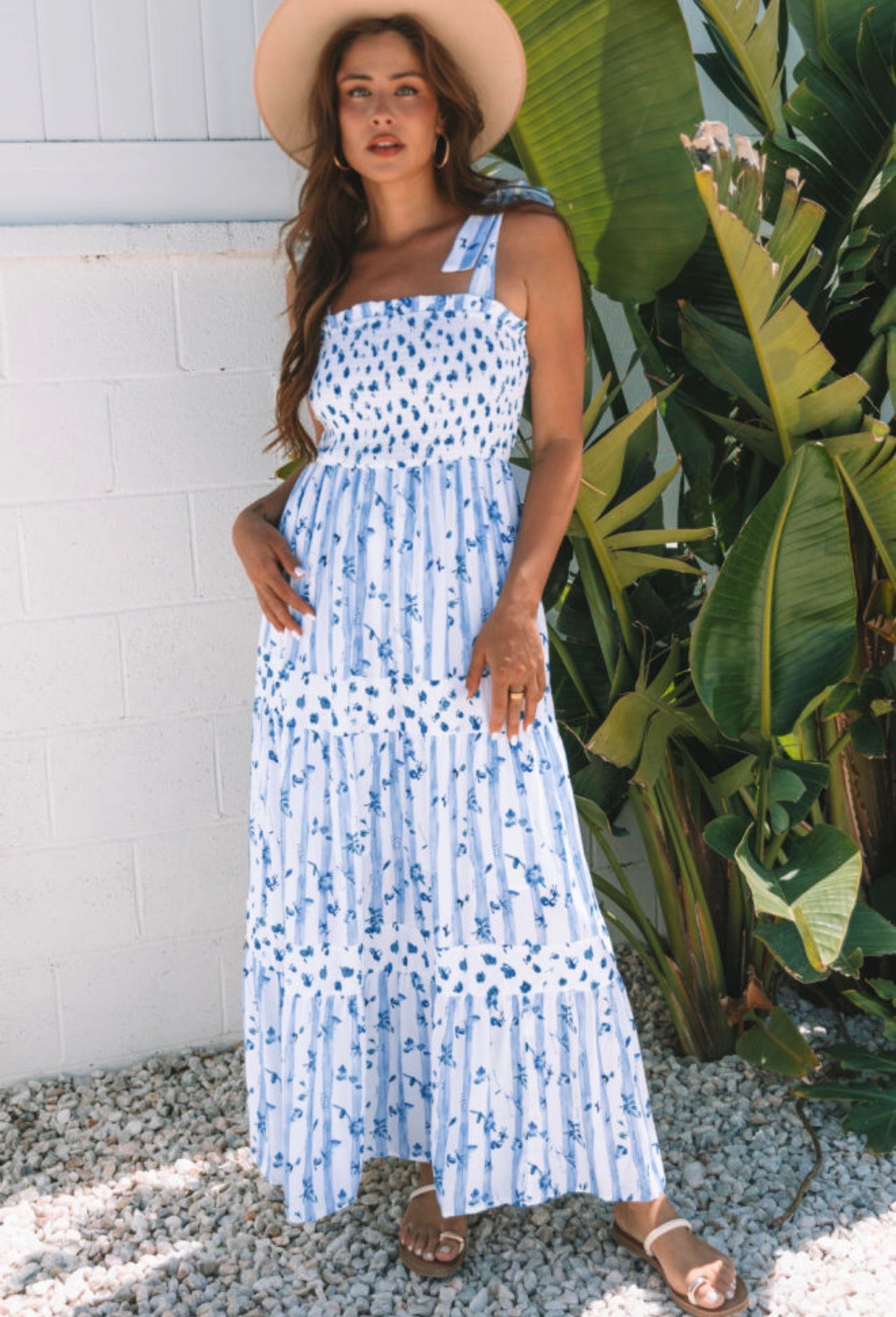 Sky Blue Floral Tie Dress