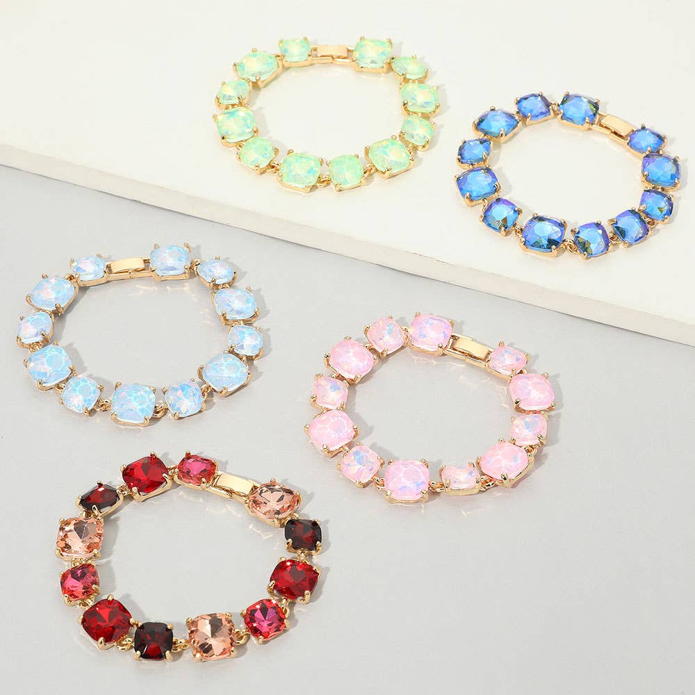 Cushion Square Stone Link Evening Bracelet: PWT