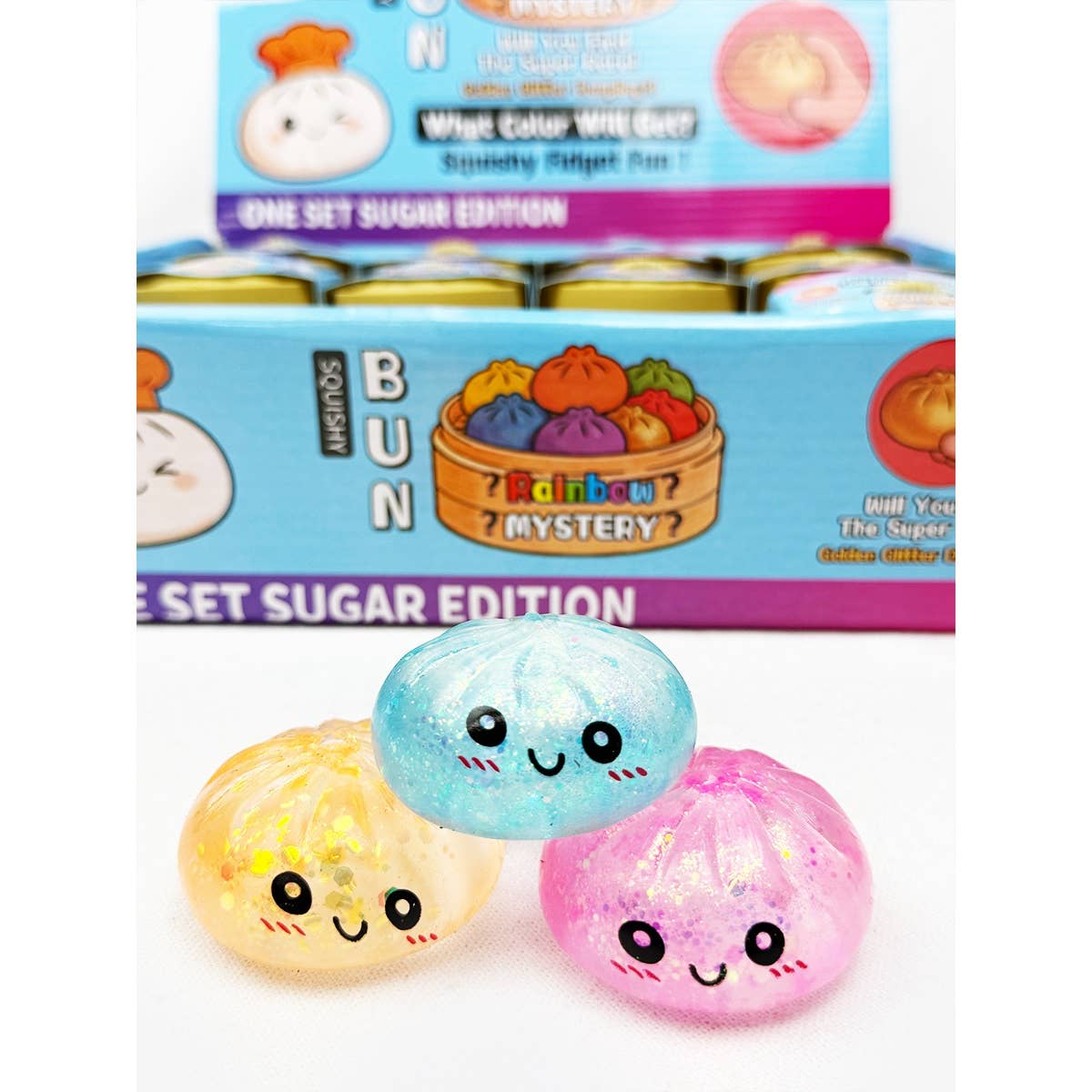 Mini Glitter Dumpling Squishy with Steamer