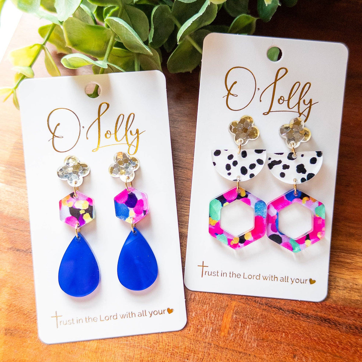 Color Pop Acrylic Dangle Earrings: Hexagon