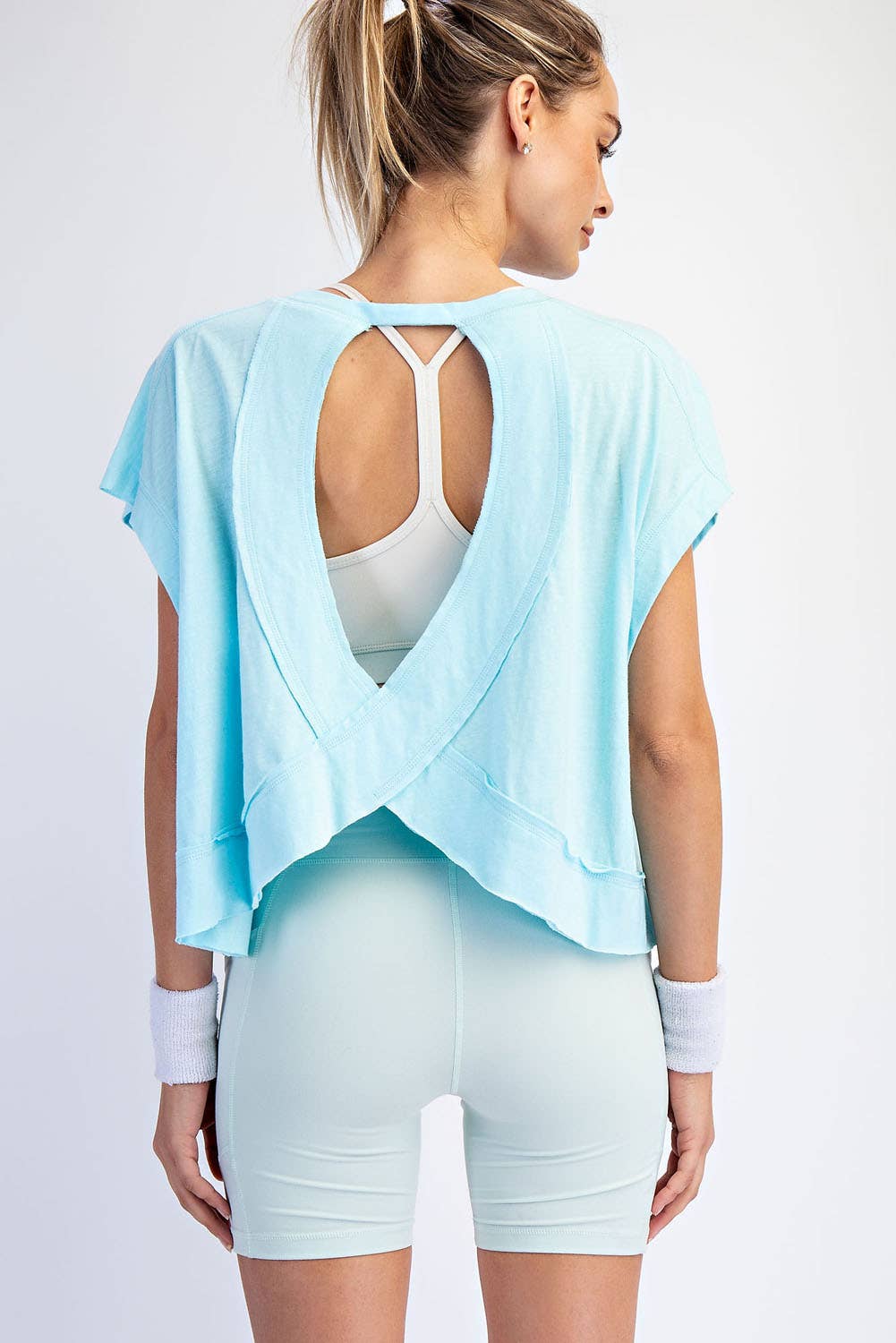 COTTON SLUB OPEN BACK TOP: Kelly Green