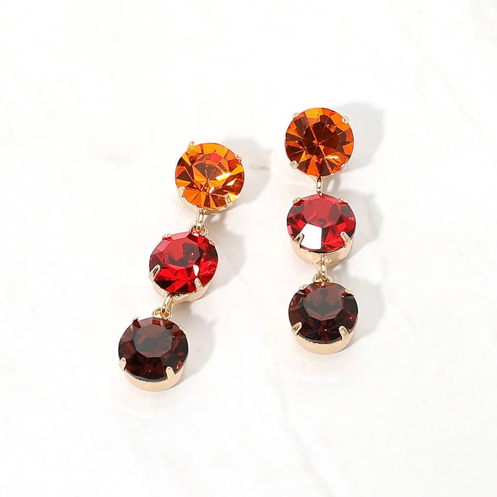 Gold Dipped Triple Swarovski Crystal Link Drop Earrings: Gold,Lt Col Topaz