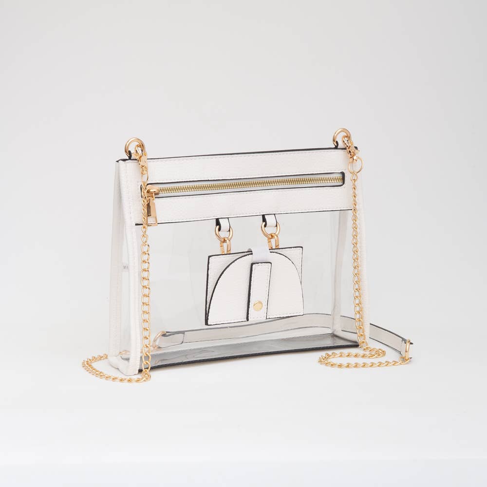 Clear Gameday Crossbody Bag With Sunglasses Holder: Black