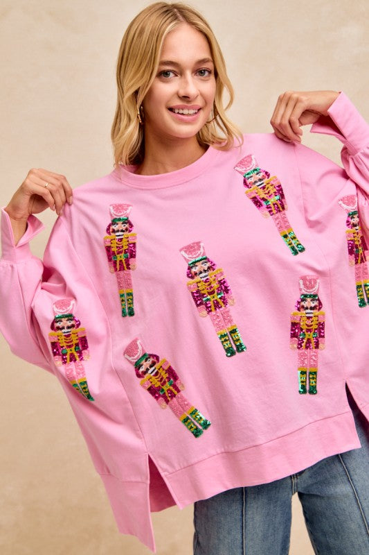 Pink Sequin Nutcracker Sweatshirt