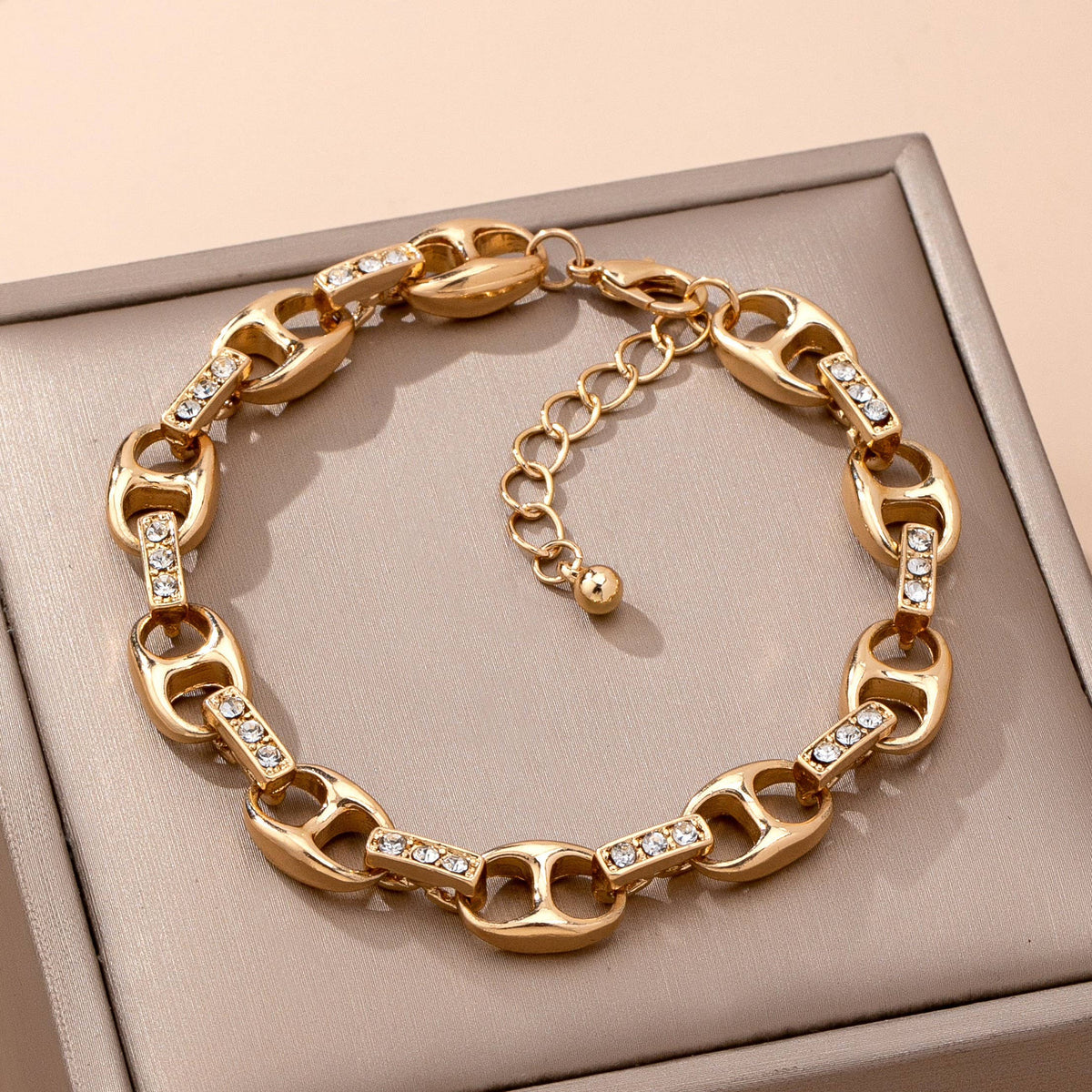 Sparkling Gold Link Chain Bracelet