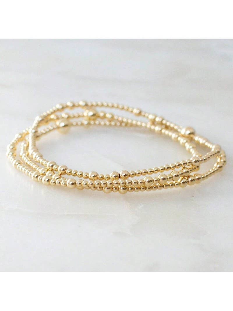 MULTI LAYER GOLD BALL CHAIN BEADED BRACELET | GOLD