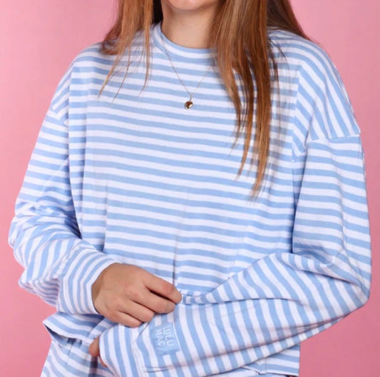 LM-Light Blue LS Stripe Top