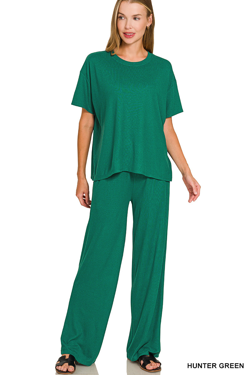Soft ss pants set green