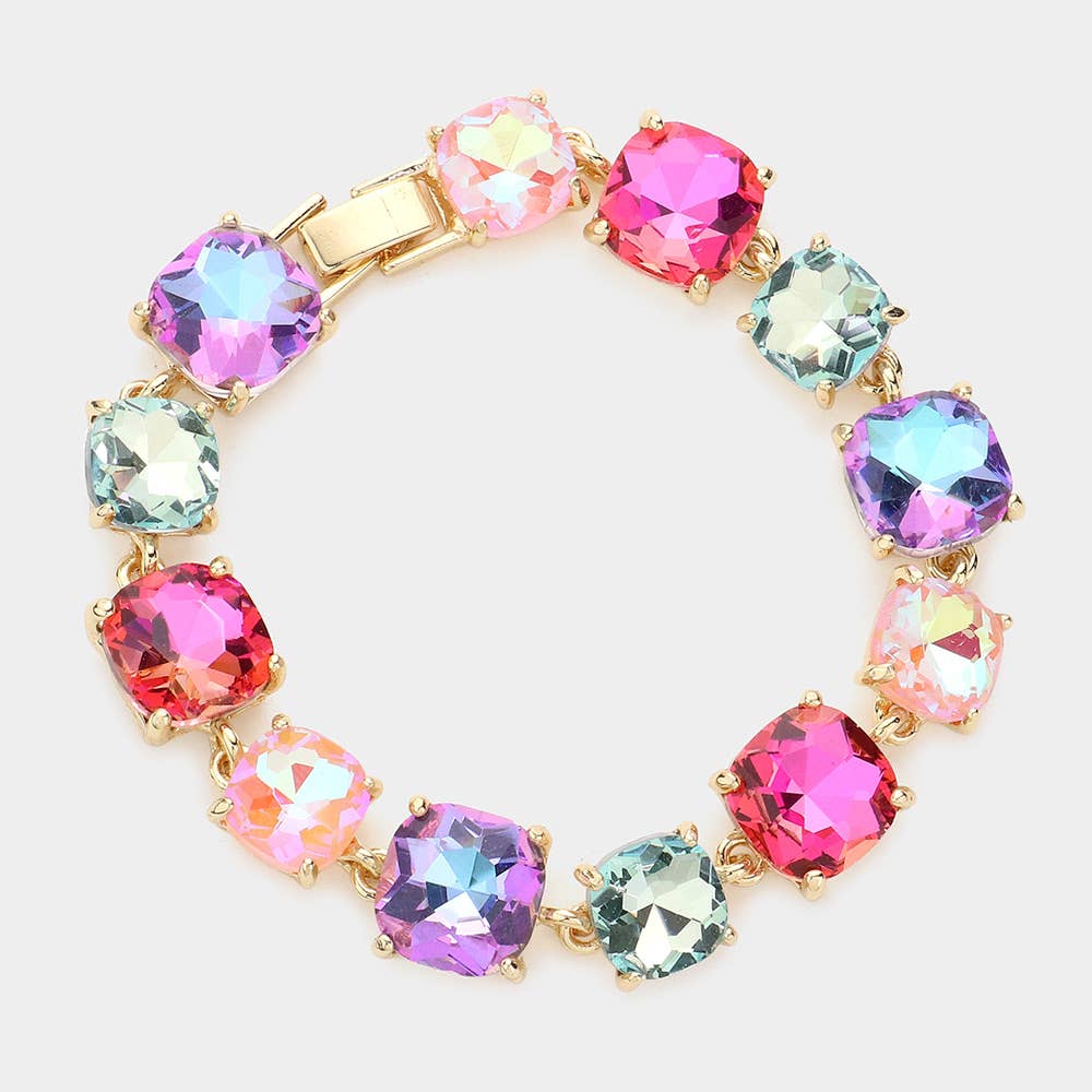 Cushion Square Stone Link Evening Bracelet: PWT